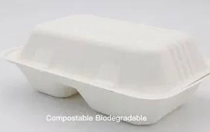 Bagassa canna da zucchero monouso Biodegradabile 850ml 2 Comp Contenitore a conchiglia